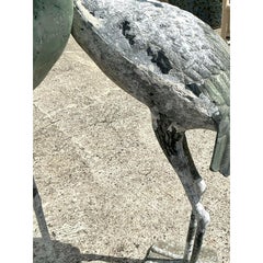 Vintage Coastal Patinated Metal Cranes - Set of 2