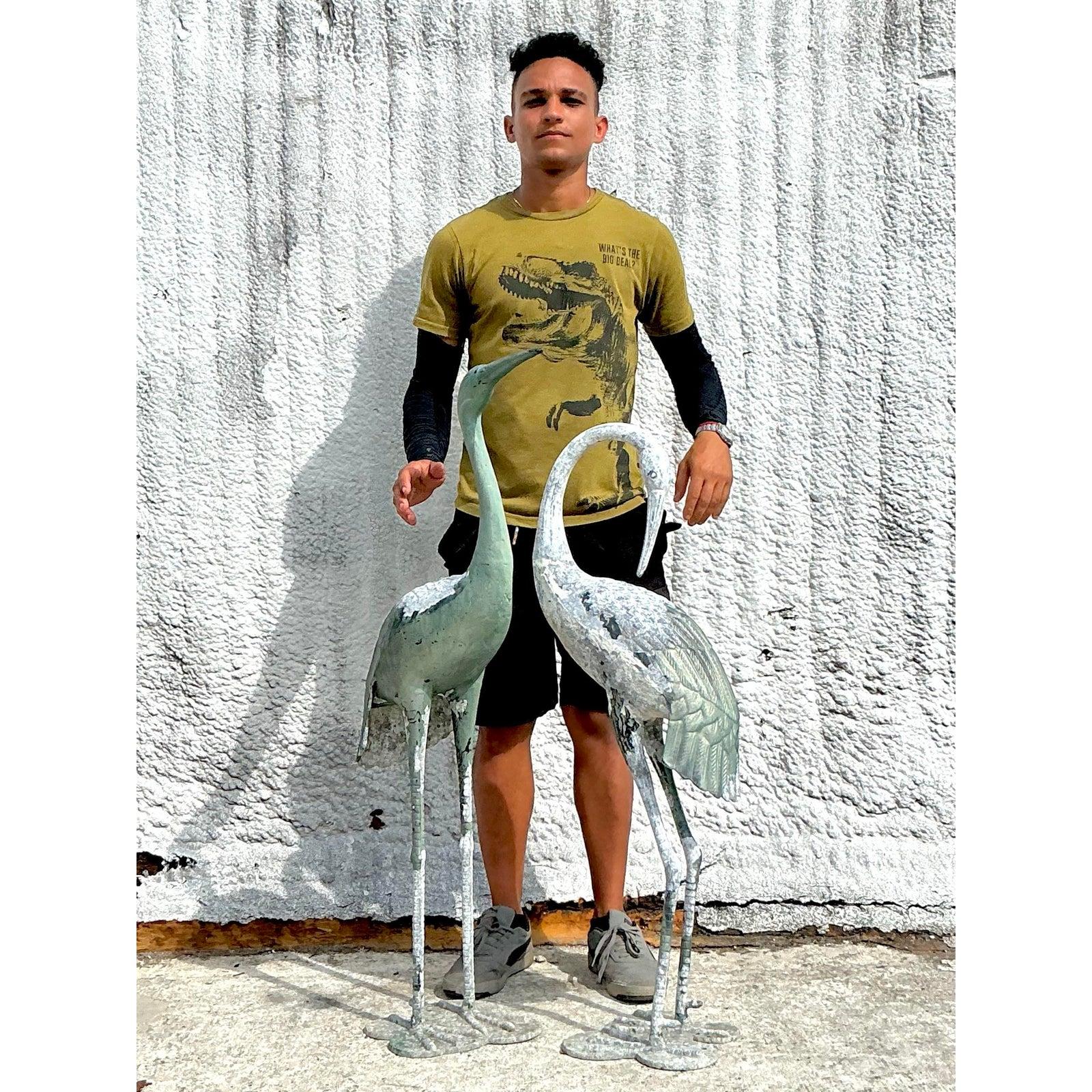 Americano Gru vintage in metallo patinato - Set di 2 gru in vendita