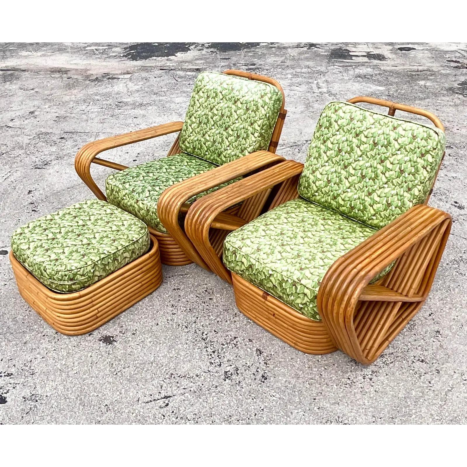Vintage Coastal Paul Frankl Six Strand Lounge Chairs - a Pair 5