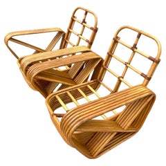 Vintage Coastal Paul Frankl Six Strand Lounge Chairs - a Pair