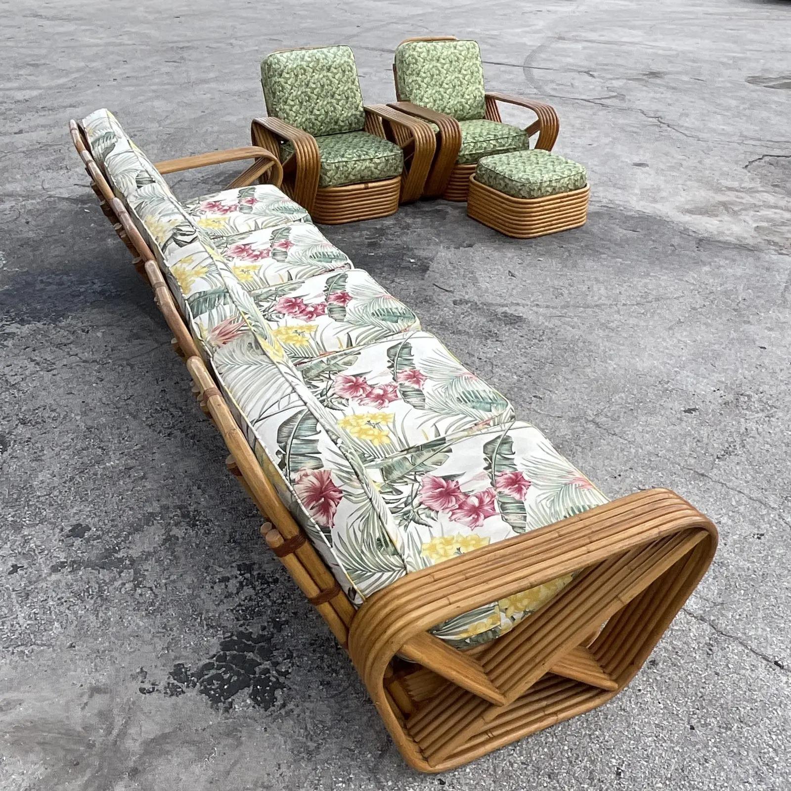 Vintage Coastal Paul Frankl Six Strand Sofa 4