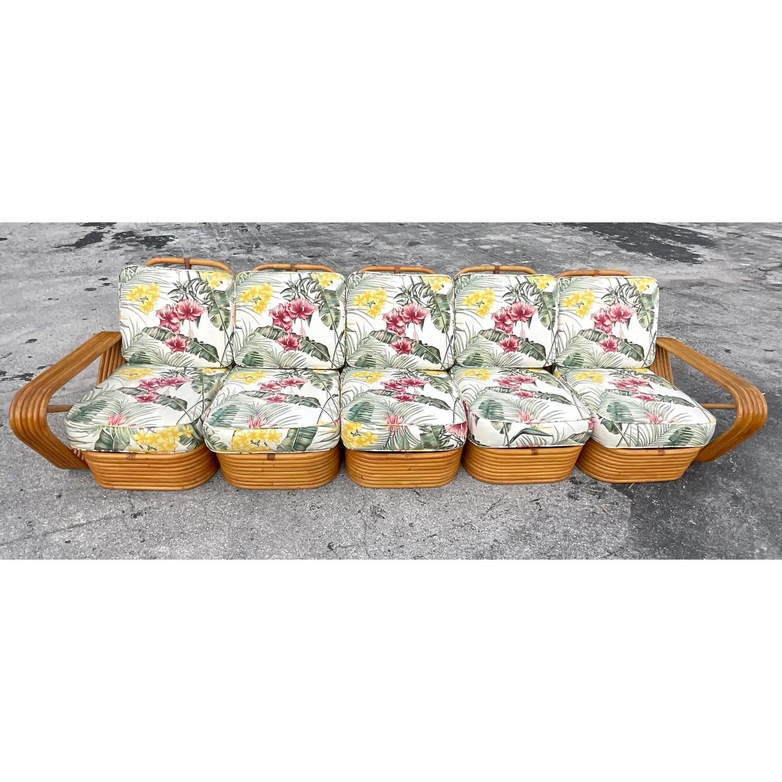 Philippine Vintage Coastal Paul Frankl Six Strand Sofa