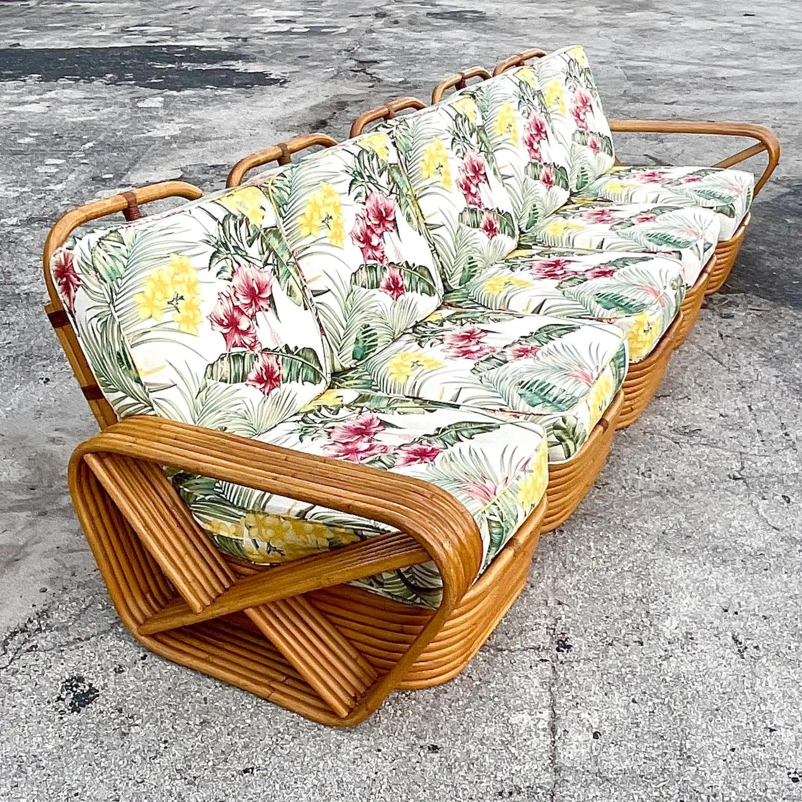 20th Century Vintage Coastal Paul Frankl Six Strand Sofa