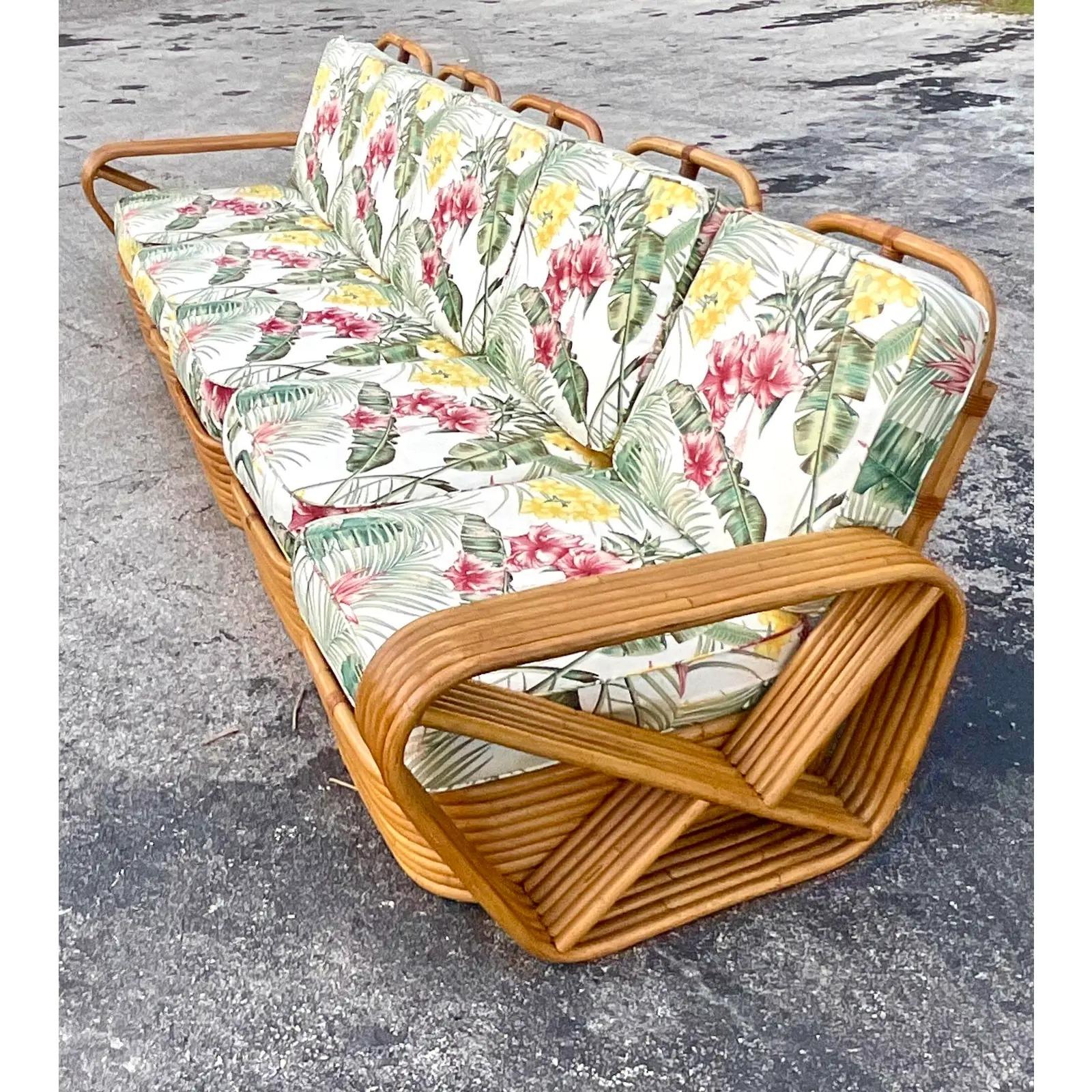Vintage Coastal Paul Frankl Six Strand Sofa 2