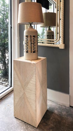Vintage Coastal Pencil Reed and Stone Display Pedestal