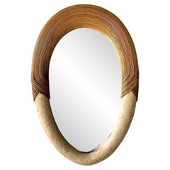 Vintage Coastal Pencil Reed and Stone Mirror