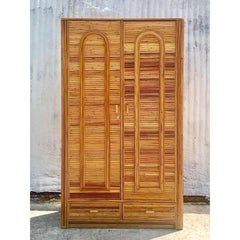Vintage Coastal Pencil Reed Armoire