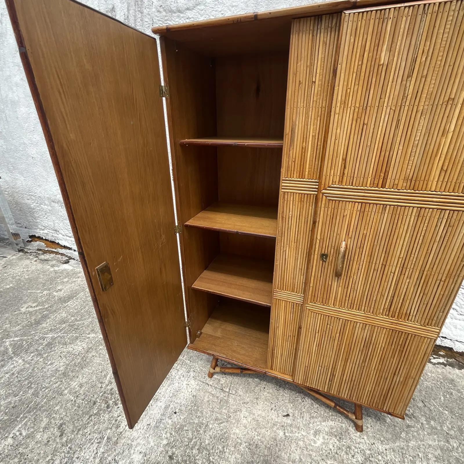 Philippine Vintage Coastal Pencil Reed Armoire