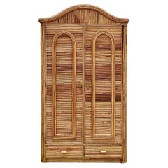 Vintage Coastal Pencil Reed Armoire