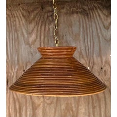 Vintage Coastal Pencil Reed Chandelier