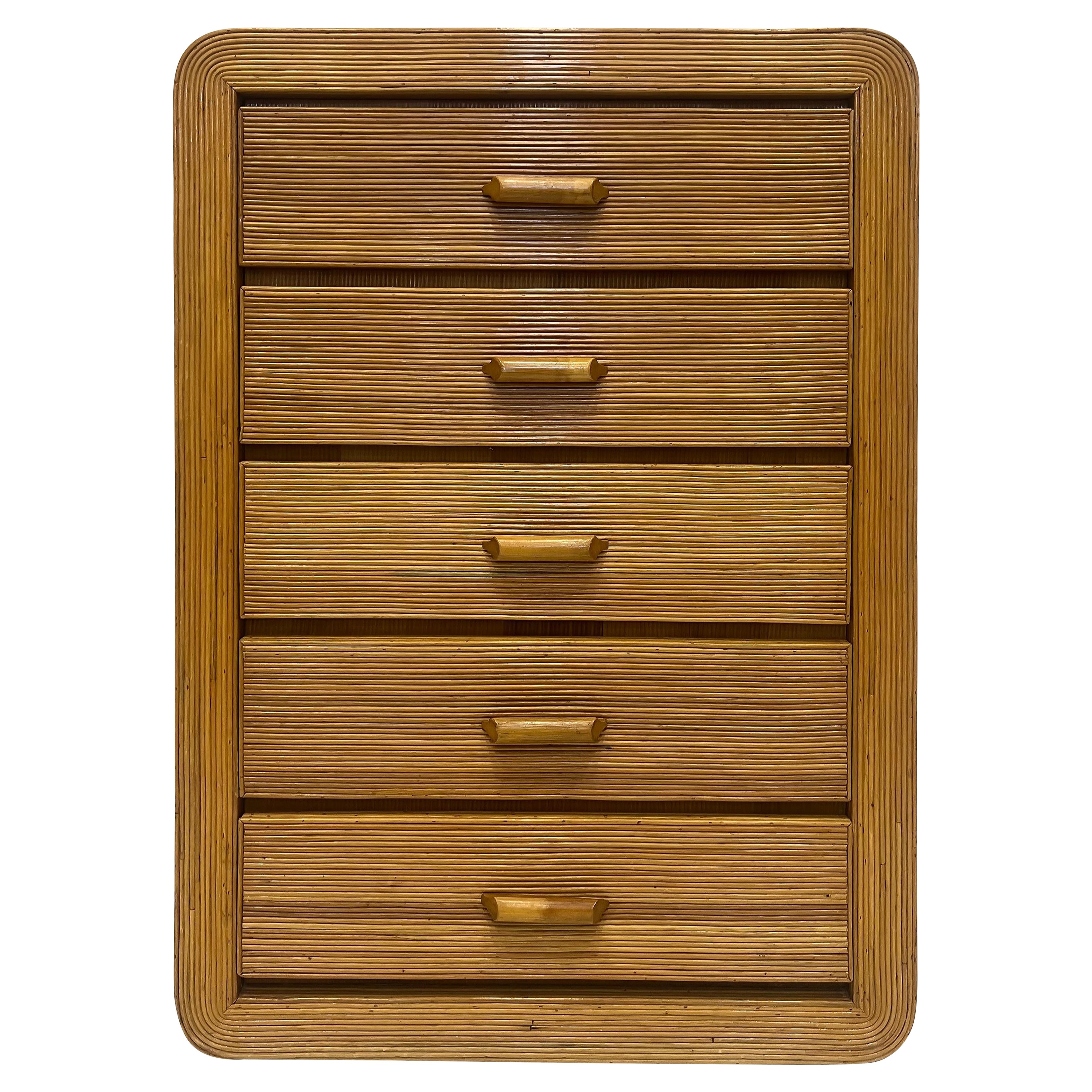 Vintage Coastal Pencil Reed Chest of Drawers
