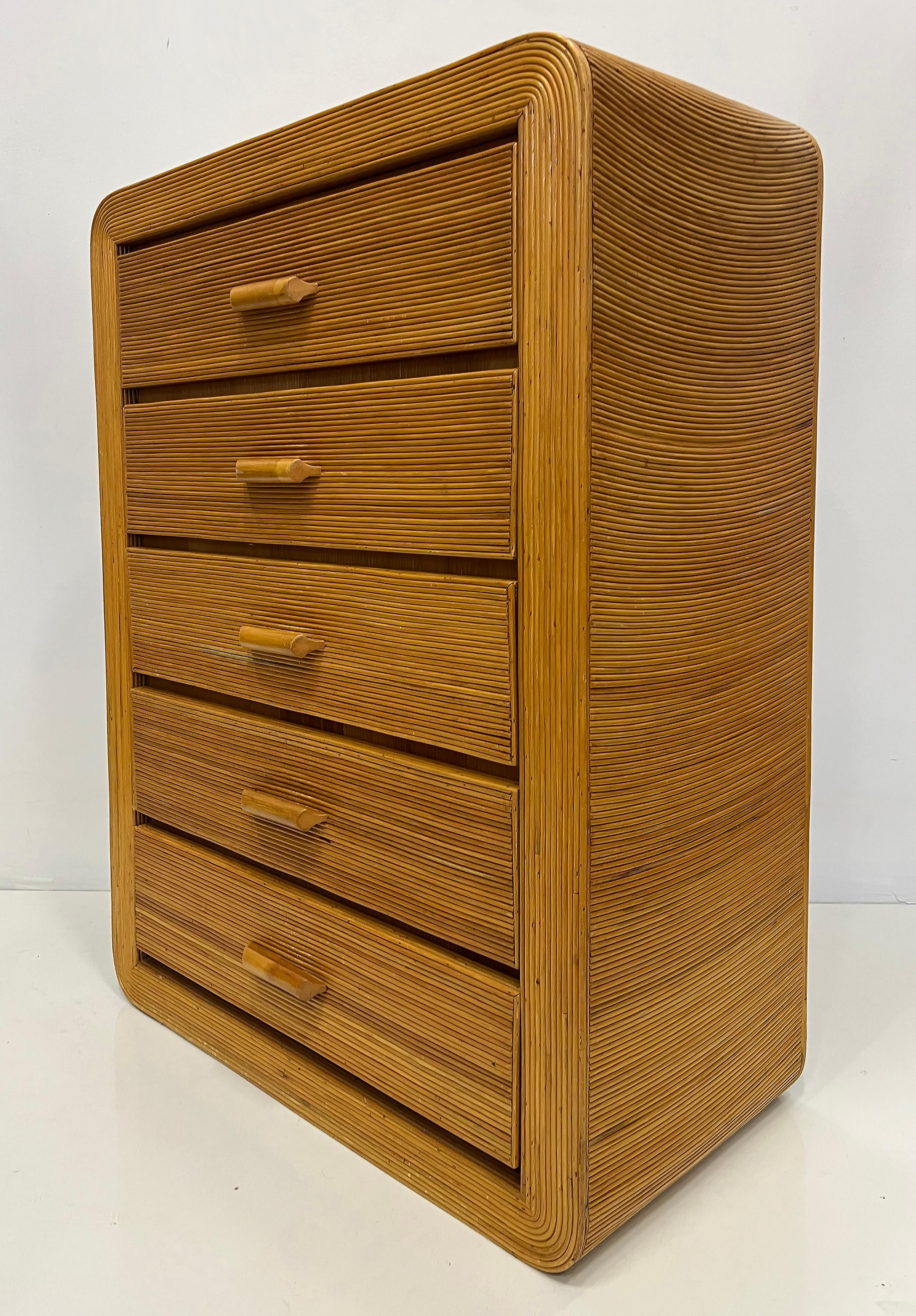 Vintage Coastal Pencil Reed Chest of Drawers 1