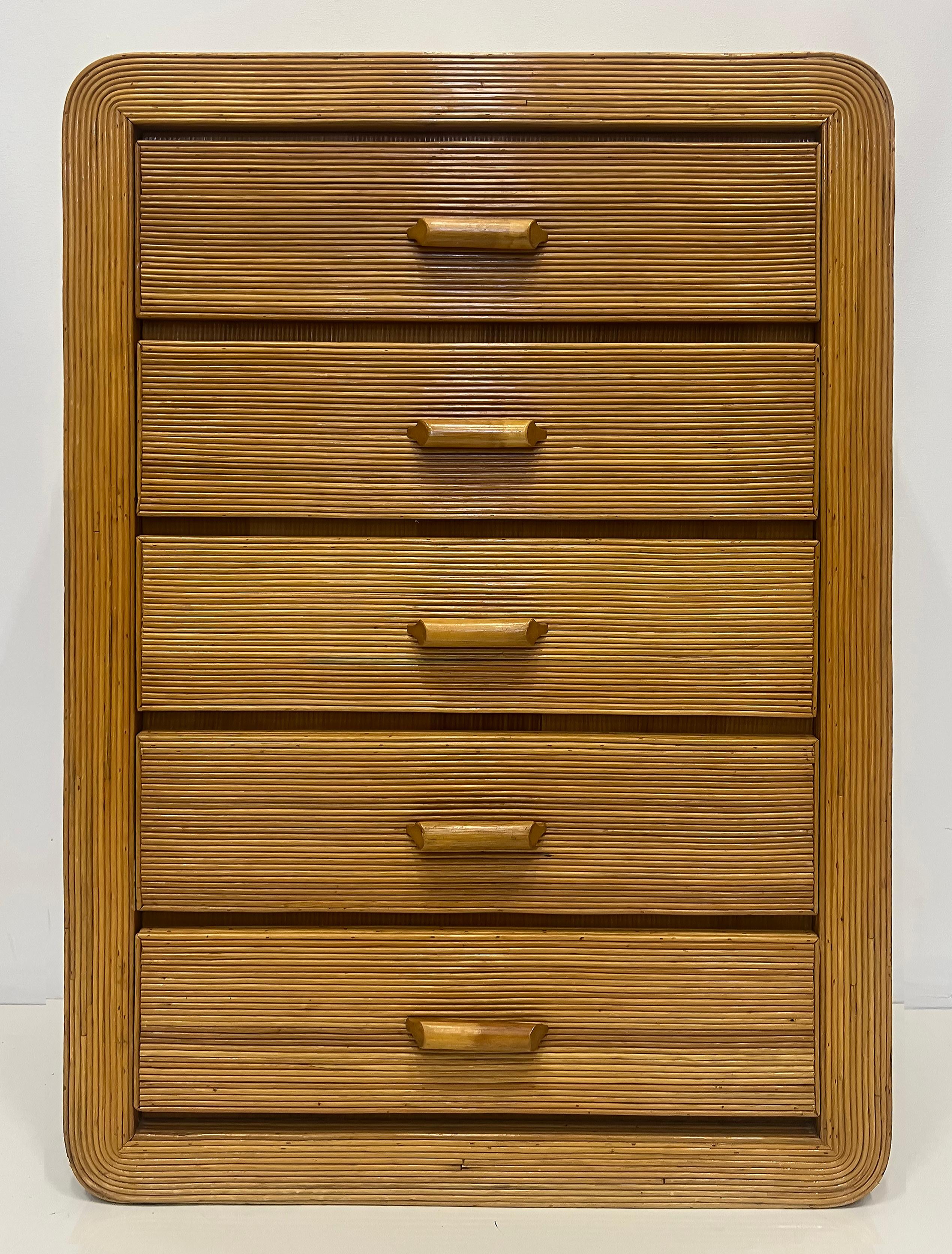 Vintage Coastal Pencil Reed Chest of Drawers 4