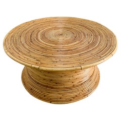 Mesa de centro Vintage Coastal Pencil Reed Ratán Bambú Postmoderna MCM