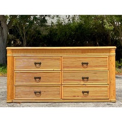 Vintage Coastal Pencil Reed Column Dresser