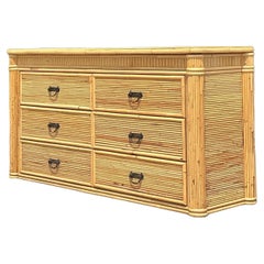Vintage Coastal Pencil Reed Column Dresser
