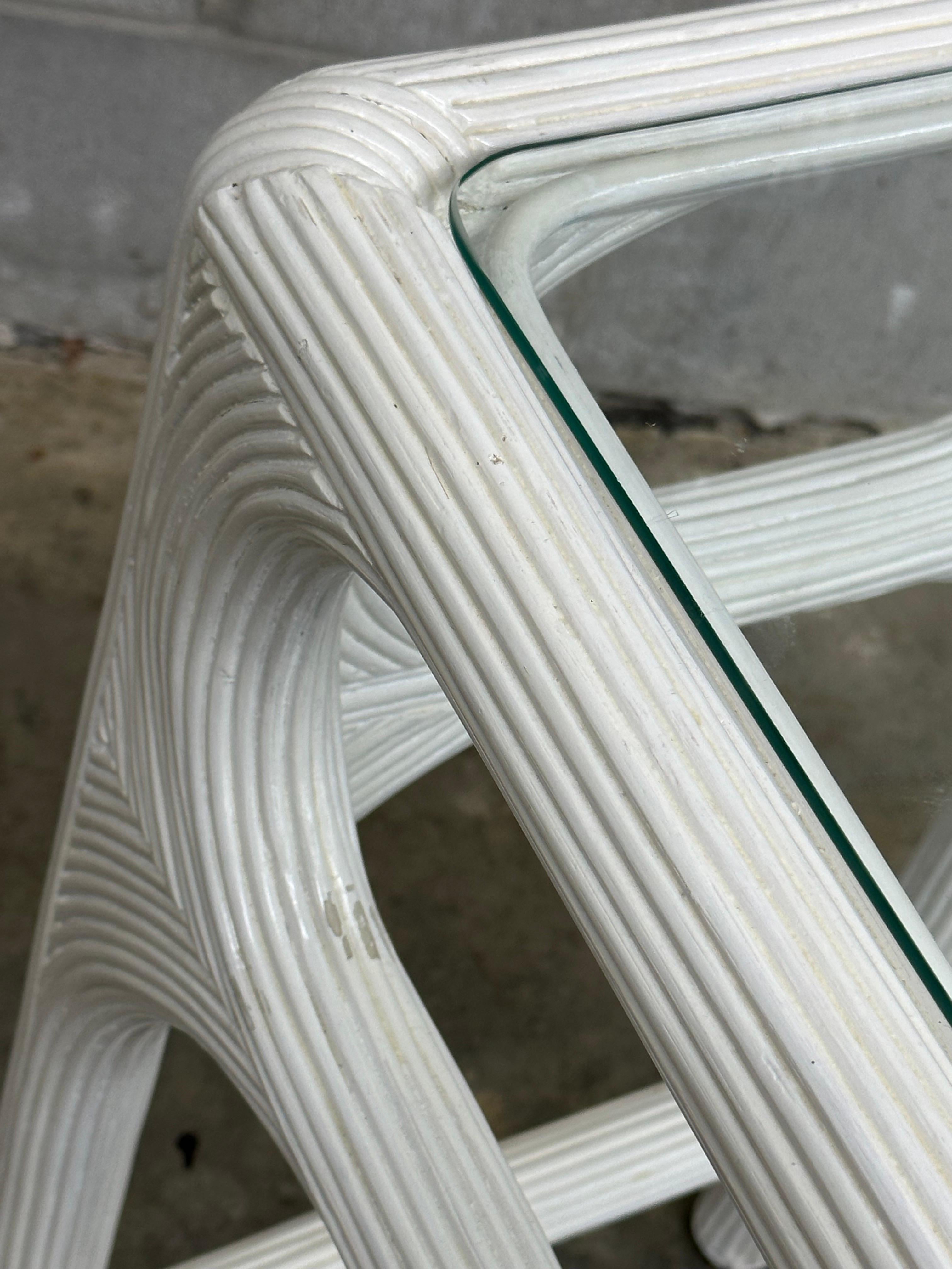 Vintage Coastal Pencil Reed Console Table For Sale 4