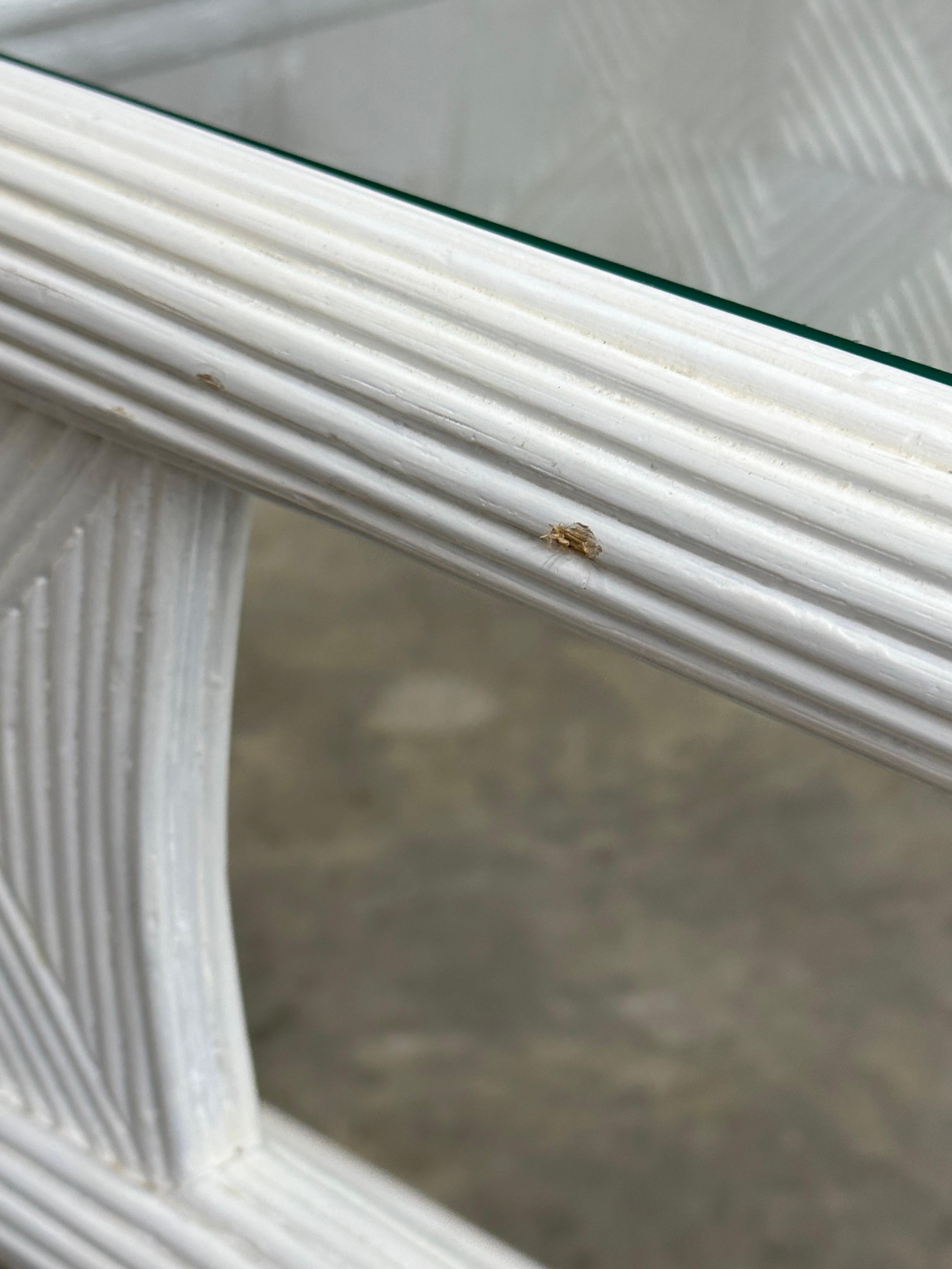 Vintage Coastal Pencil Reed Console Table For Sale 5