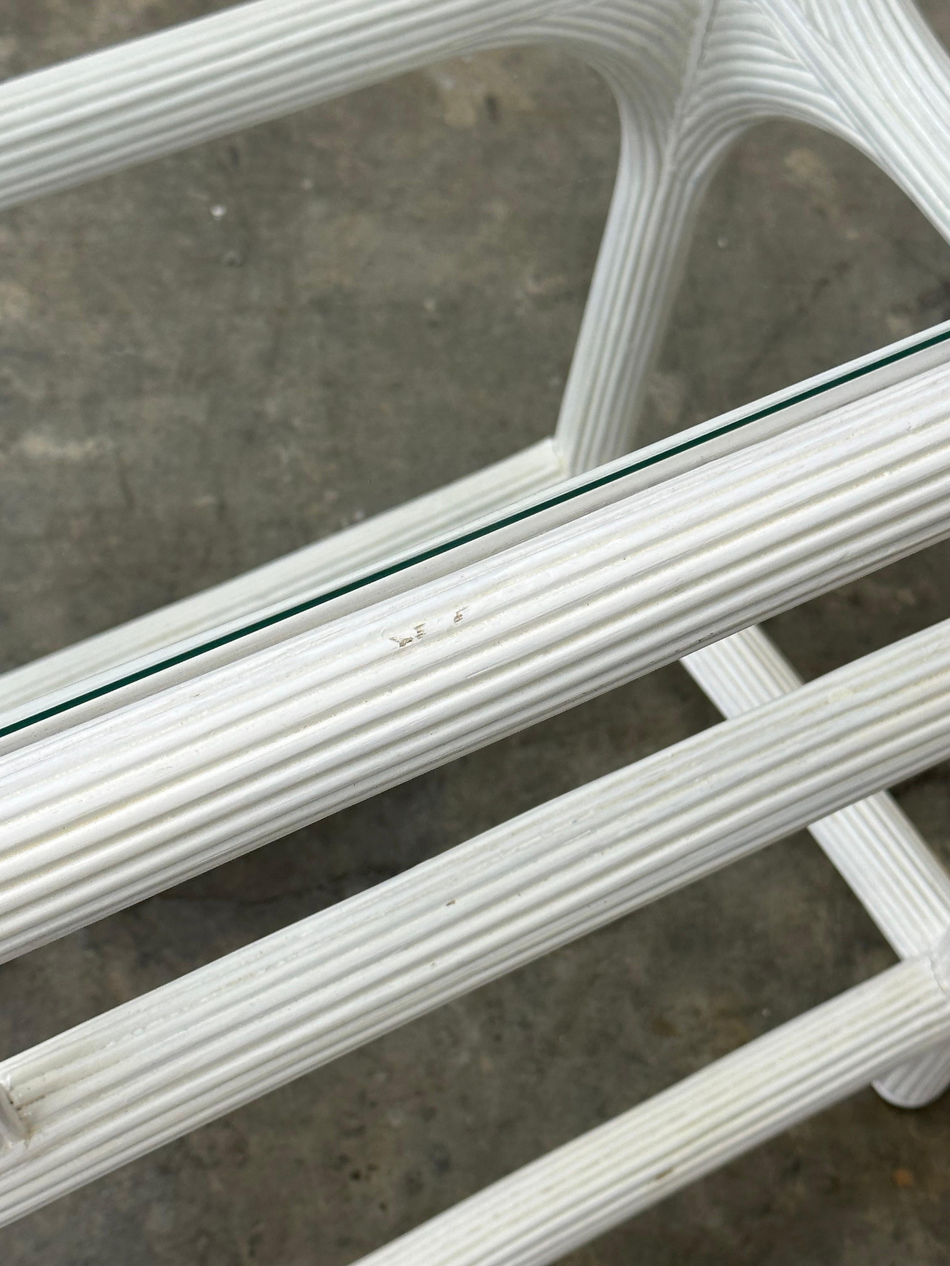 Vintage Coastal Pencil Reed Console Table For Sale 7