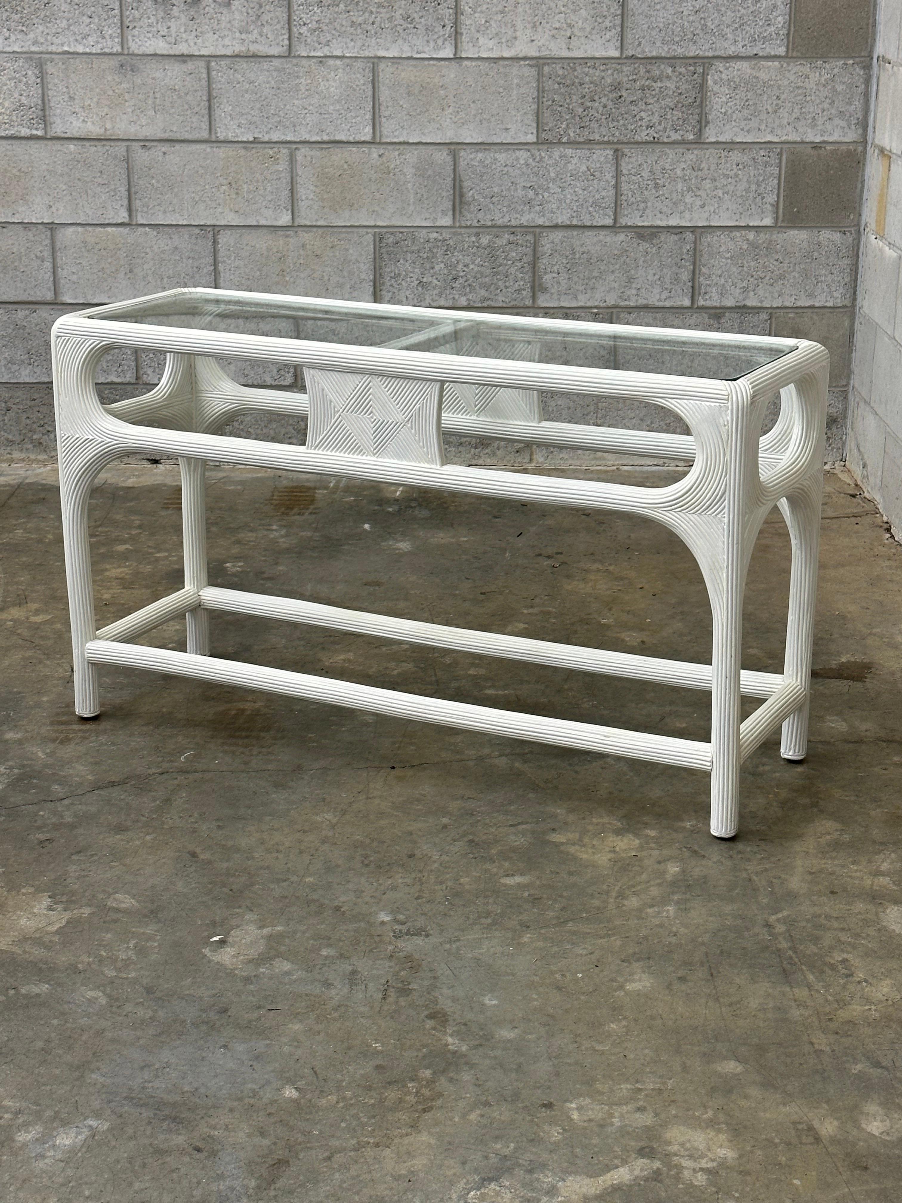 American Vintage Coastal Pencil Reed Console Table For Sale