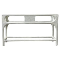 Vintage Coastal Pencil Reed Console Table