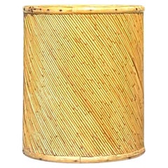 Vintage Coastal Pencil Reed Drum Side Table