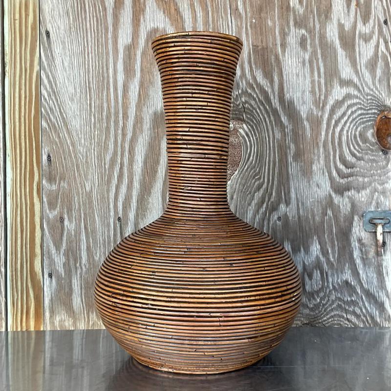 Afghan Vintage Coastal Pencil Reed Floor Vase For Sale