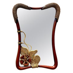 Vintage Coastal Pencil Reed Flower Mirror