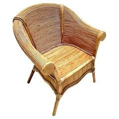 Vintage Coastal Pencil Reed Lounge Chair