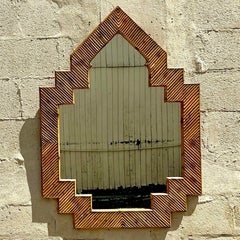 Vintage Coastal Pencil Reed Mirror After Vivai Del Sud
