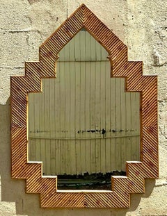 Vintage Coastal Pencil Reed Mirror After Vivai Del Sud