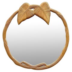 Vintage Coastal Pencil Reed Mirror After Vivai Del Sud