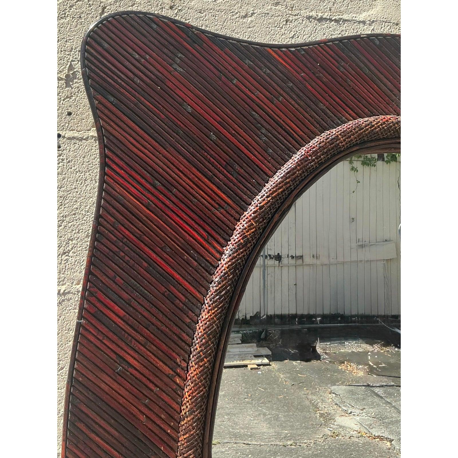 Vintage Coastal Pencil Reed Mirror en vente 4