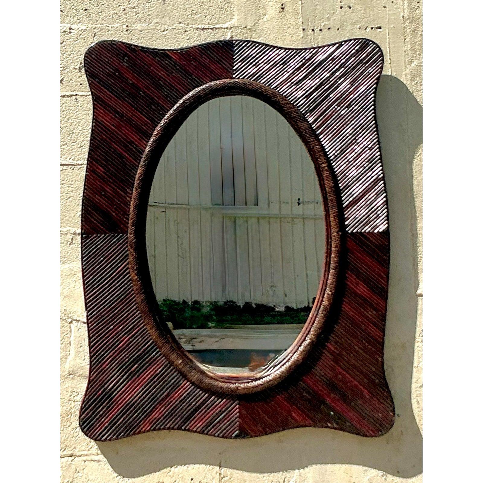 Américain Vintage Coastal Pencil Reed Mirror en vente