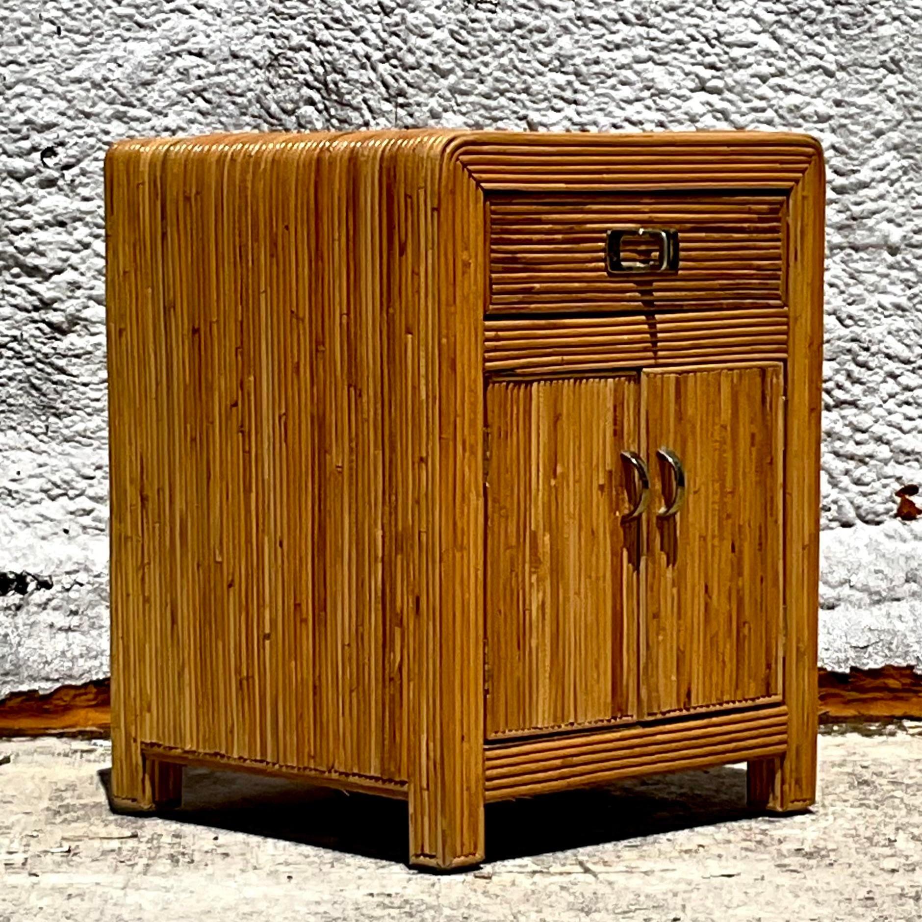 Vintage Coastal Pencil Reed Nightstand 2