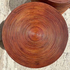 Vintage Coastal Pencil Reed Nightstands, a Pair