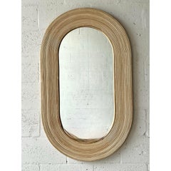 Vintage Coastal Pencil Reed Oval Mirror
