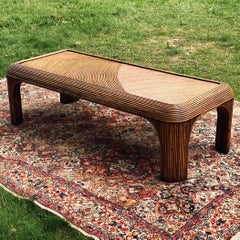 Vintage Coastal Pencil Reed Rattan Coffee Table