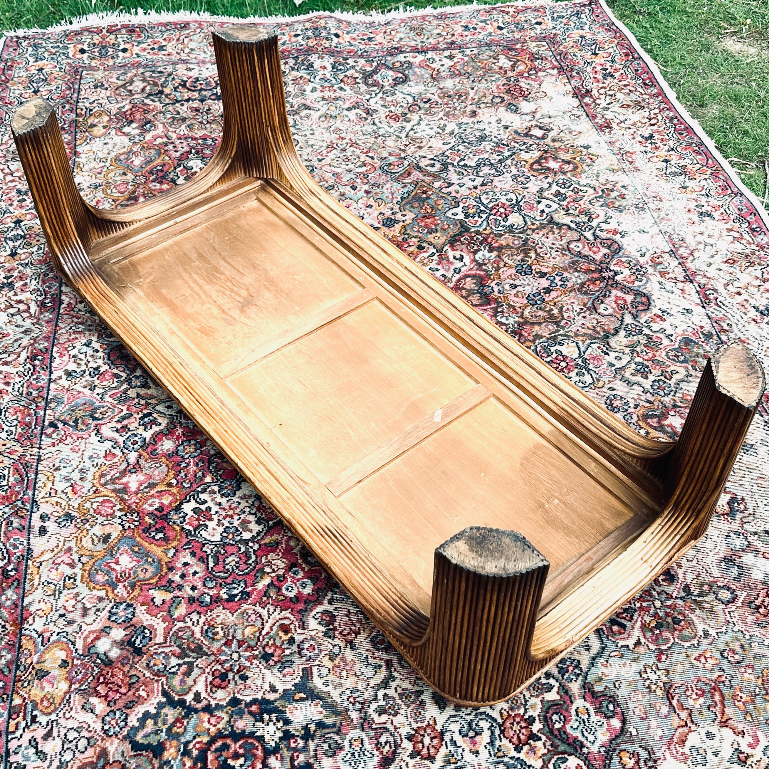 Vintage Coastal Pencil Reed Rattan Coffee Table 1