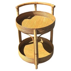 Carrito de bar redondo Vintage Coastal Pencil Reed