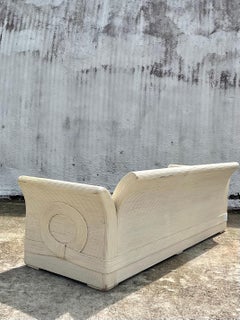 Vintage Coastal Pencil Reed Sofa After Betty Cobonpue