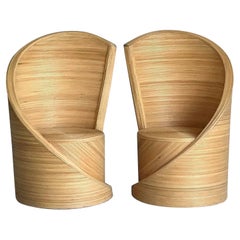 Chaises Vintage Coastal Pencil Reed Swirl - Set of 2