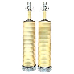 Vintage-Schilfrohr-Reed-Tischlampen, Paar