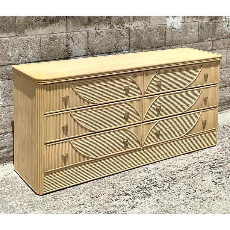 Vintage Coastal Pencil Reed Tree Dresser at 1stDibs