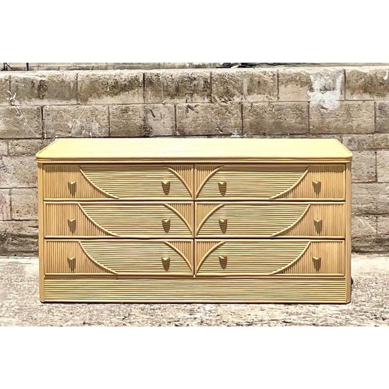 Vintage Coastal Pencil Reed Tree Dresser at 1stDibs