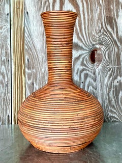 Vase crayon côtier vintage en roseau