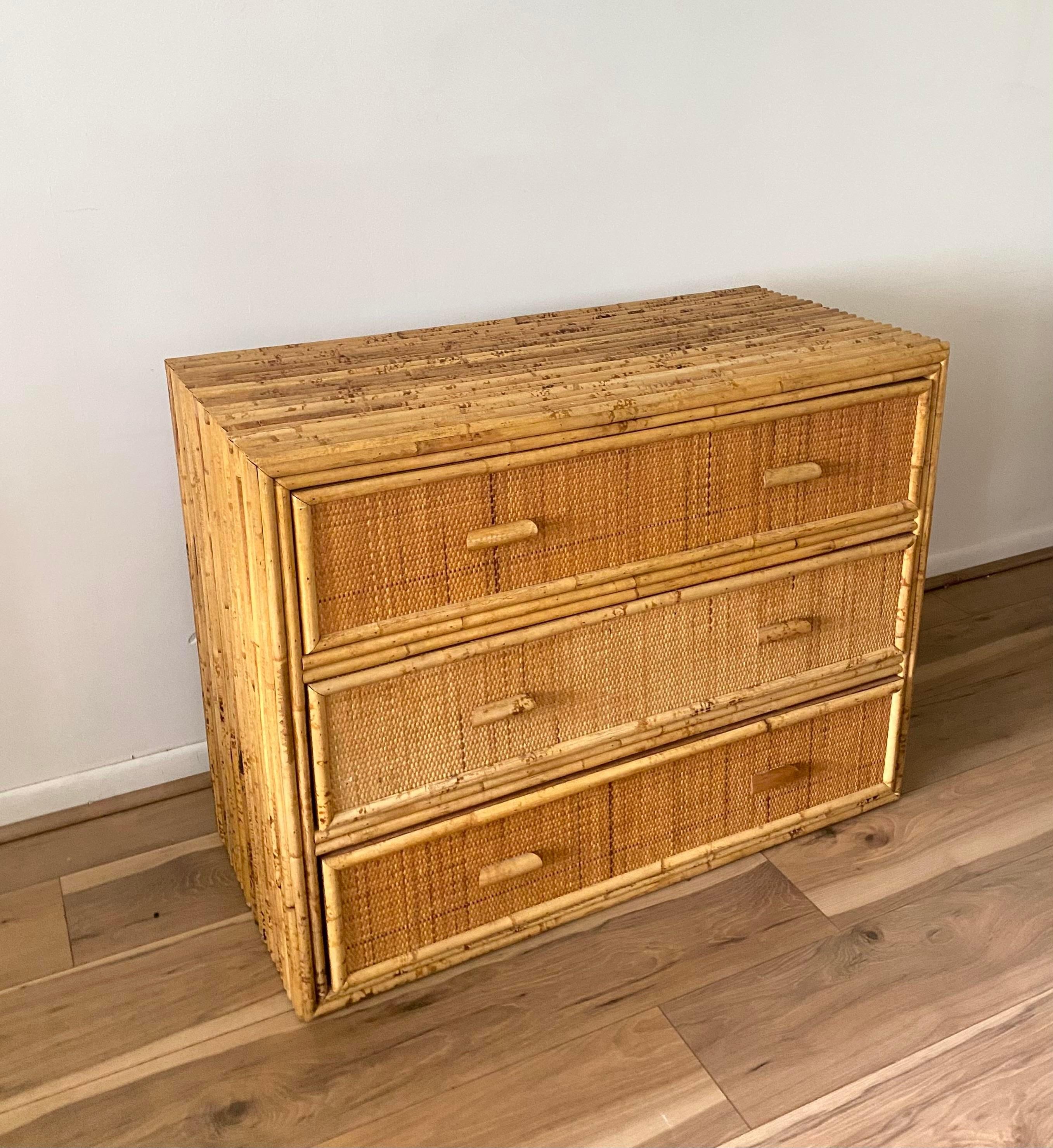 This Dresser is a charming addition to any home. The delicate wicker design adds a touch of coastal-inspired style to any room while providing ample storage space with 3 large drawers. A beautiful and functional piece of furniture that will