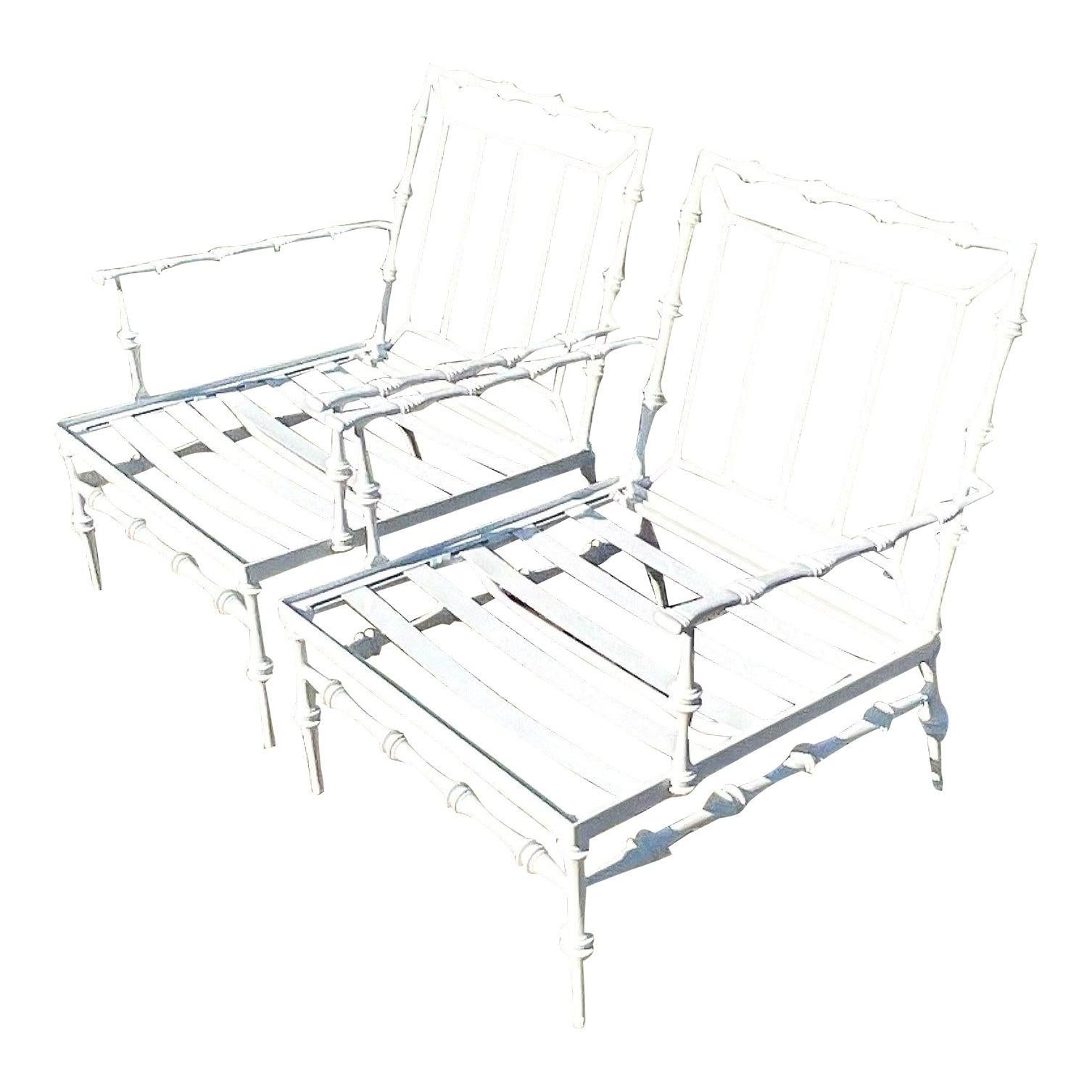 Vintage Coastal Phyllis Morris Faux Bamboo Lounge Chairs, a Pair 1