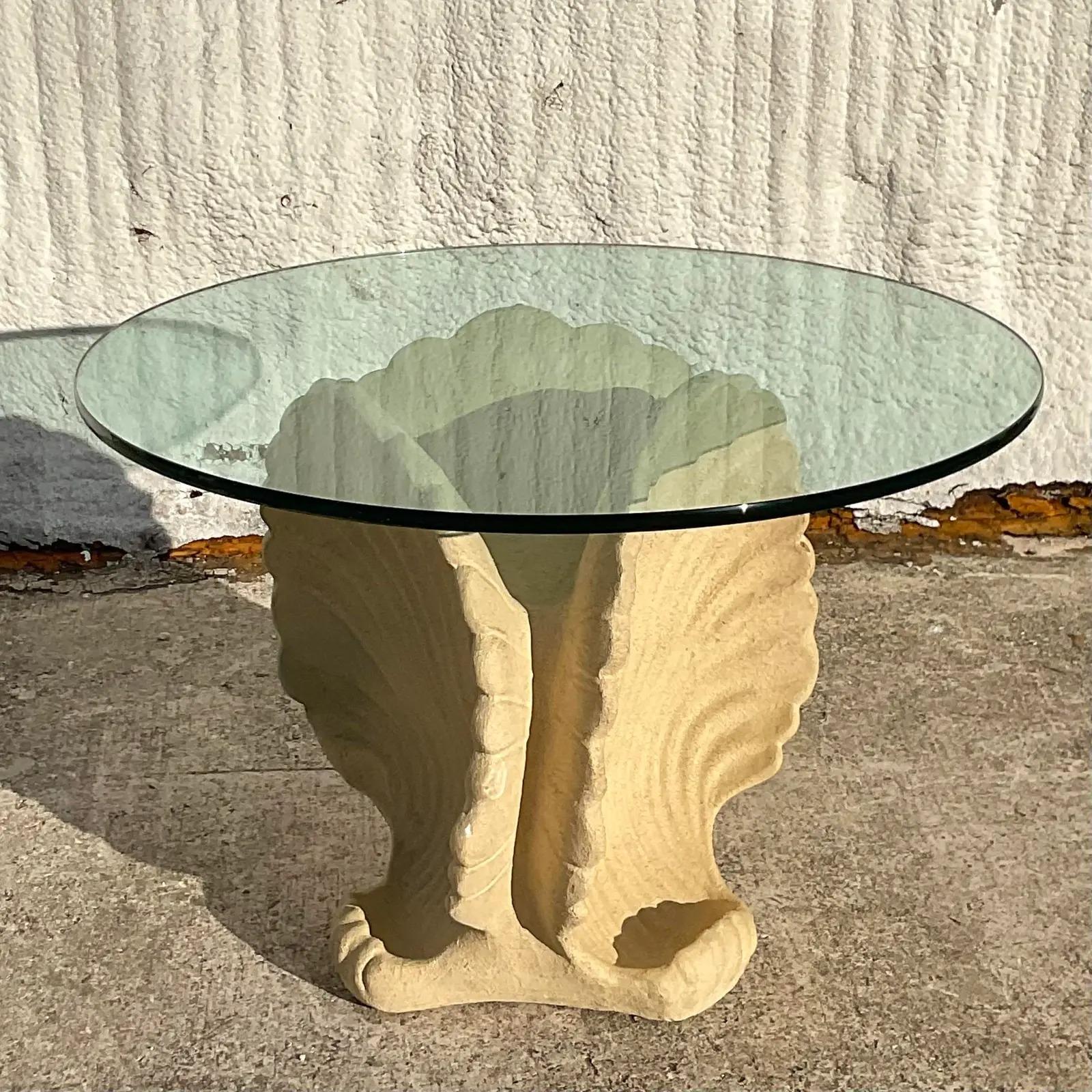 North American Vintage Coastal Plaster Clamshell Table For Sale