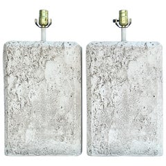 Vintage Coastal Plaster Cut Coral Design Lamps, a Pair